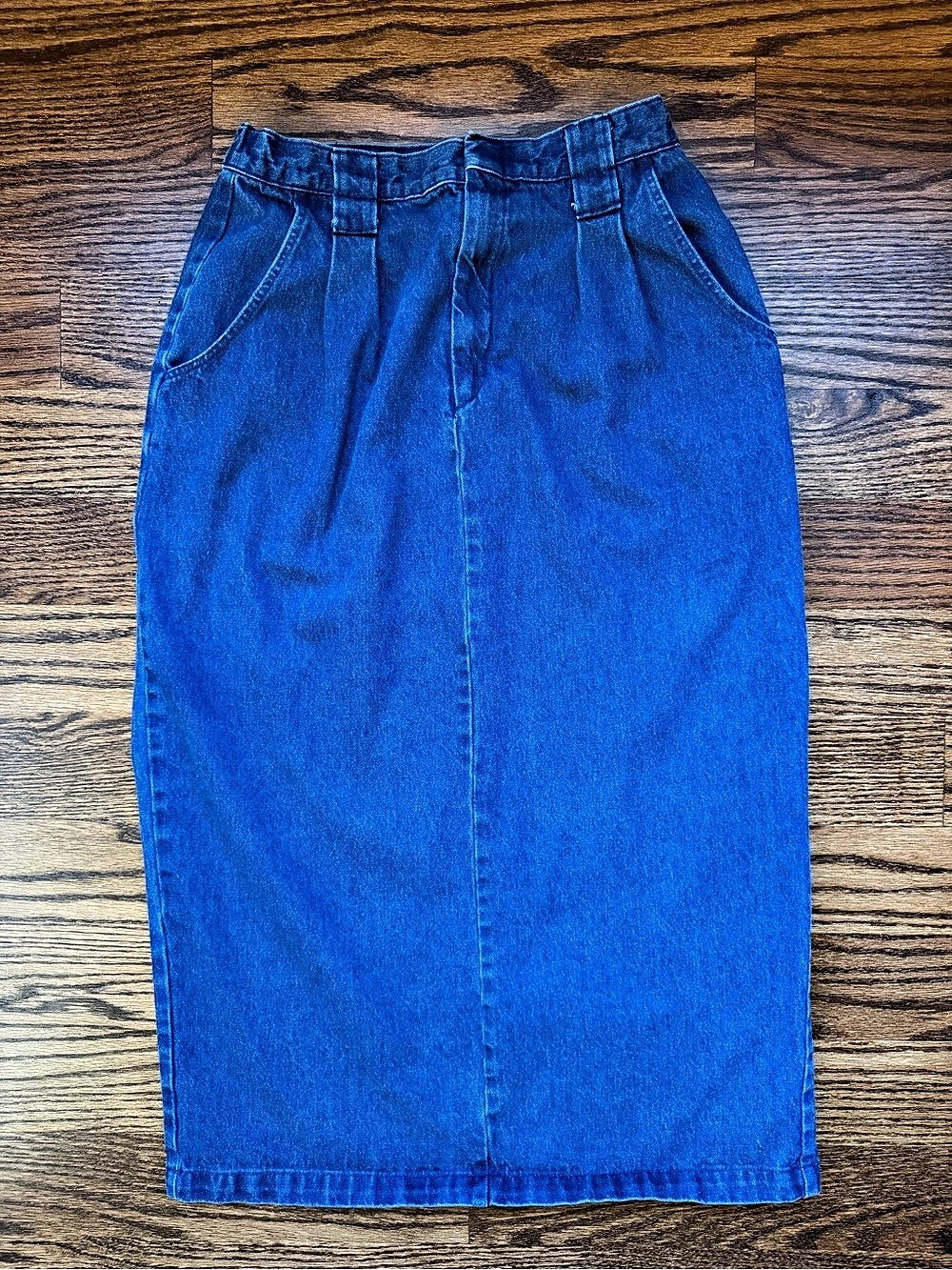 Vintage I.C. Isaacs Blue Denim Midi Skirt
